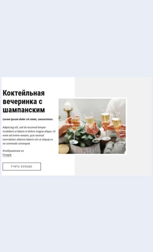 Kokteylnayavecherinka Коктейльная вечеринка Целевая страница Скин лендинга с редактором.
