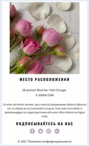 Kontaktystudiitsvetov Контакты студии цветов Целевая страница Скин лендинга с редактором.