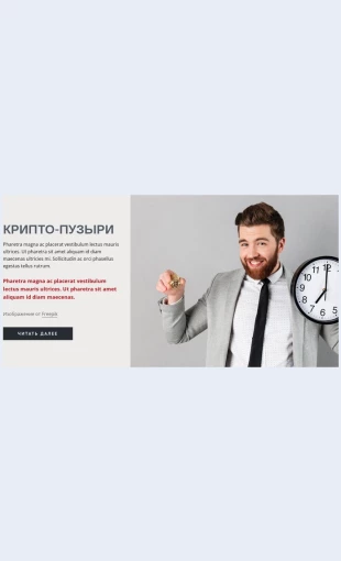 Kriptopuzyri Крипто-пузыри Целевая страница Скин лендинга с редактором.