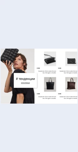 Novyetendentsiinovyesumki Новые тенденции новые сумки Целевая страница Скин лендинга с редактором.
