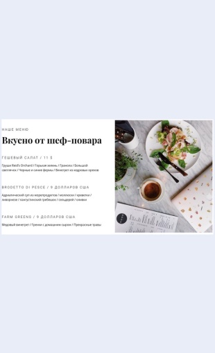 Populyarnyeblyudaizmenyu Популярные блюда из меню Целевая страница Скин лендинга с редактором.