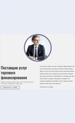 Postavshchikuslugtorgovogofinansirovaniya Поставщик услуг торгового финансирования Целевая страница Скин лендинга с редактором.