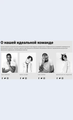 Poznakomtessnashimimasteramistilistami Познакомьтесь с нашими мастерами-стилистами Целевая страница Скин лендинга с редактором.