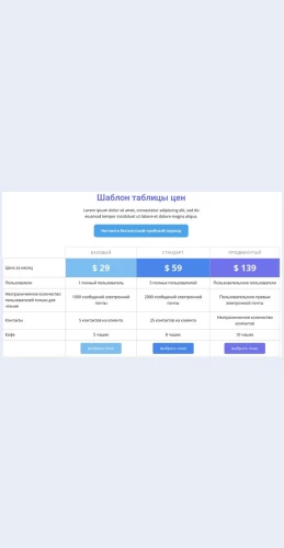 Shablontablitsytsen Шаблон таблицы цен Целевая страница Скин лендинга с редактором.