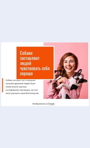 Sobakizastavlyayutlyudeychuvstvovatsebyakhorosho Собаки заставляют людей чувствовать себя хорошо Целевая страница Скин лендинга с редактором.
